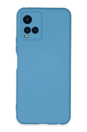 Newface Vivo Y21S Kılıf Nano içi Kadife Silikon - Mavi resmi