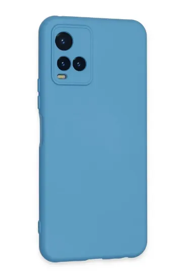 Newface Vivo Y21S Kılıf Nano içi Kadife Silikon - Mavi resmi