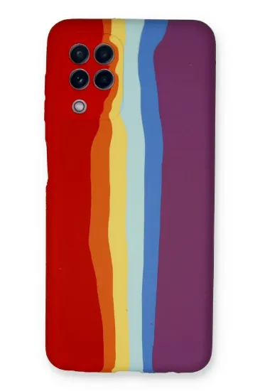 Newface Samsung Galaxy A22 Kılıf Ebruli Lansman Silikon - Kırmızı-Mor resmi