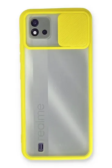 Newface Realme C11 2021 Kılıf Palm Buzlu Kamera Sürgülü Silikon - Sarı resmi