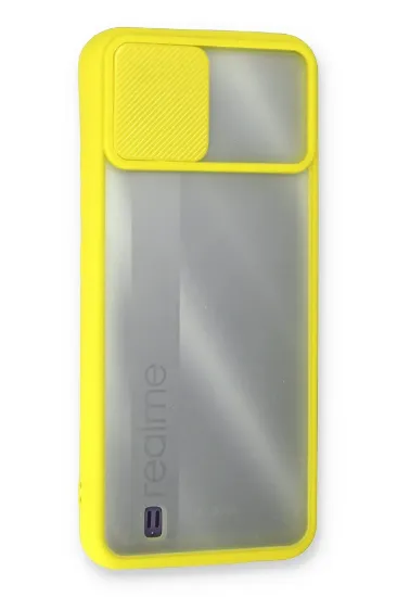 Newface Realme C11 2021 Kılıf Palm Buzlu Kamera Sürgülü Silikon - Sarı resmi