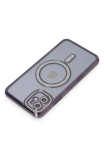 Newface iPhone 11 Kılıf Joke Simli Magneticsafe Kılıf - Derin Mor resmi
