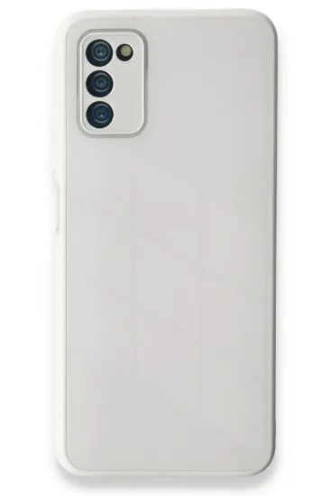 Newface Samsung Galaxy A03S Kılıf Glass Kapak - Beyaz resmi