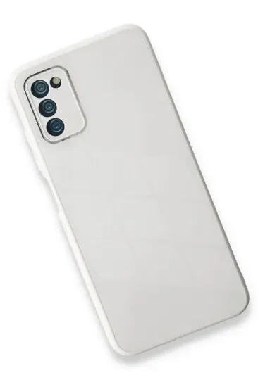 Newface Samsung Galaxy A03S Kılıf Glass Kapak - Beyaz resmi