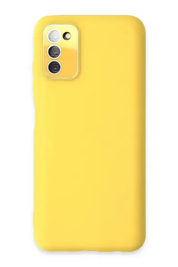 Newface Samsung Galaxy A03S Kılıf Lansman Glass Kapak - Sarı resmi