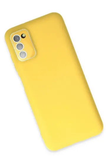 Newface Samsung Galaxy A03S Kılıf Lansman Glass Kapak - Sarı resmi