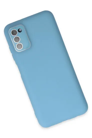 Newface Samsung Galaxy A03S Kılıf Lansman Glass Kapak - Mavi resmi