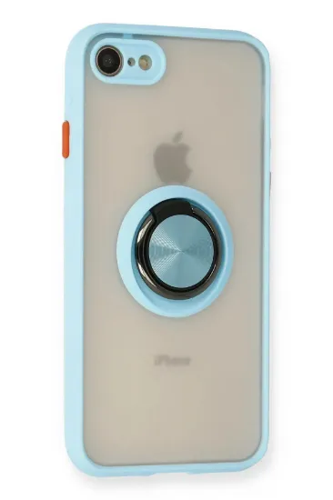 Newface iPhone 7 Kılıf Montreal Yüzüklü Silikon Kapak - Buz Mavi resmi