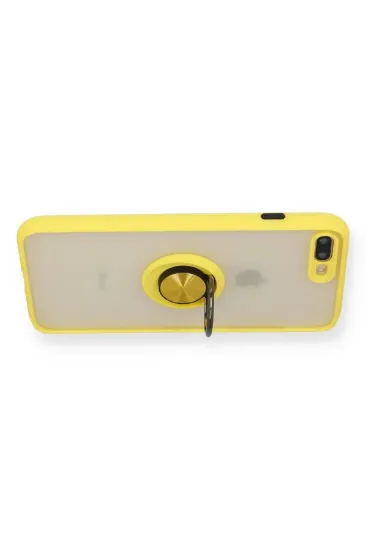 Newface iPhone 7 Plus Kılıf Montreal Yüzüklü Silikon Kapak - Sarı resmi