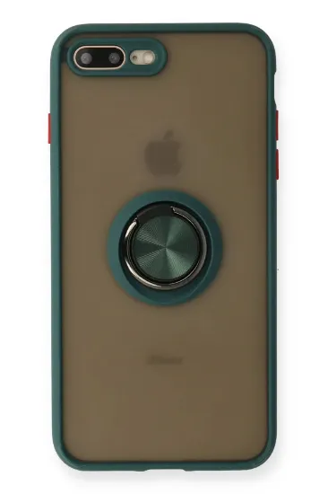 Newface iPhone 7 Plus Kılıf Montreal Yüzüklü Silikon Kapak - Yeşil resmi