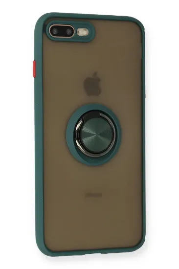 Newface iPhone 7 Plus Kılıf Montreal Yüzüklü Silikon Kapak - Yeşil resmi