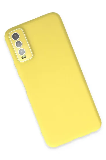 Newface Vivo Y11S Kılıf Lansman Glass Kapak - Sarı resmi