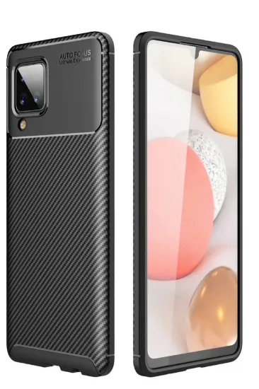 Newface Samsung Galaxy A22 Kılıf Auto Focus Karbon Kapak - Siyah resmi