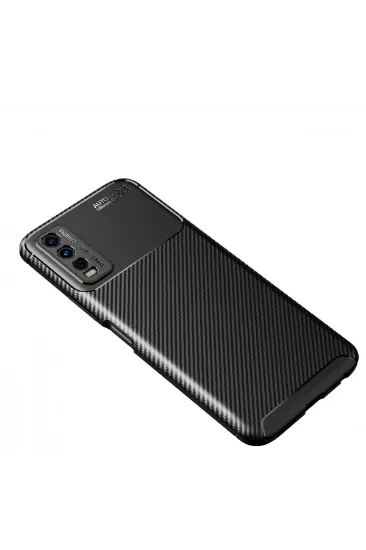Newface Vivo Y11S Kılıf Auto Focus Karbon Kapak - Siyah resmi