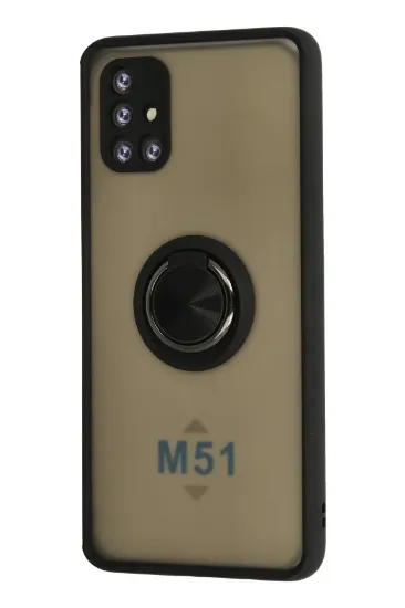 Newface Samsung Galaxy M51 Kılıf Montreal Yüzüklü Silikon Kapak - Siyah resmi