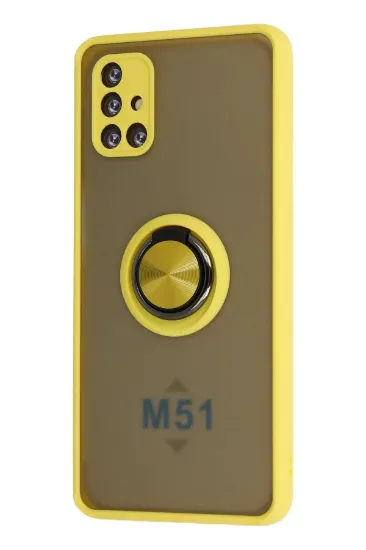 Newface Samsung Galaxy M51 Kılıf Montreal Yüzüklü Silikon Kapak - Sarı resmi