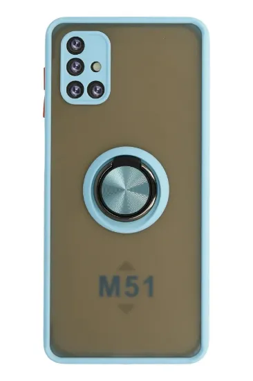 Newface Samsung Galaxy M51 Kılıf Montreal Yüzüklü Silikon Kapak - Buz Mavi resmi