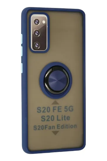 Newface Samsung Galaxy S20 FE Kılıf Montreal Yüzüklü Silikon Kapak - Lacivert resmi