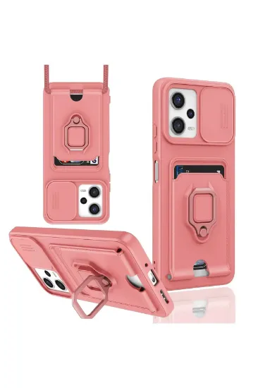 Newface Xiaomi Poco X5 5G Kılıf Zuma Kartvizitli Yüzüklü Silikon - Pembe resmi