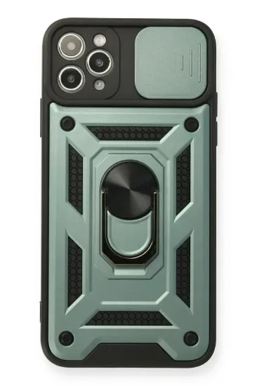 Newface iPhone 11 Pro Max Kılıf Pars Lens Yüzüklü Silikon - Yeşil resmi