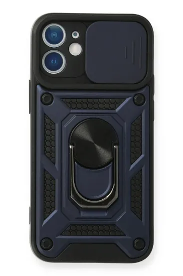 Newface iPhone 12 Kılıf Pars Lens Yüzüklü Silikon - Lacivert resmi