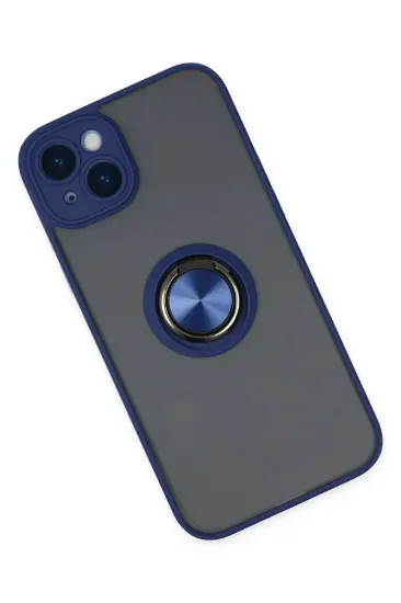 Newface iPhone 14 Kılıf Montreal Yüzüklü Silikon Kapak - Lacivert resmi