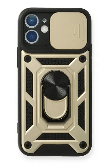Newface iPhone 12 Mini Kılıf Pars Lens Yüzüklü Silikon - Gold resmi