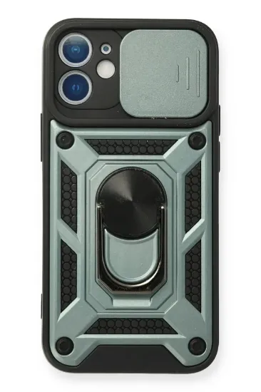 Newface iPhone 12 Mini Kılıf Pars Lens Yüzüklü Silikon - Yeşil resmi