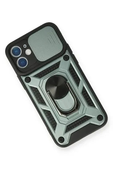 Newface iPhone 12 Mini Kılıf Pars Lens Yüzüklü Silikon - Yeşil resmi