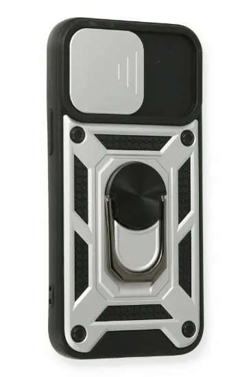 Newface iPhone 12 Mini Kılıf Pars Lens Yüzüklü Silikon - Gümüş resmi