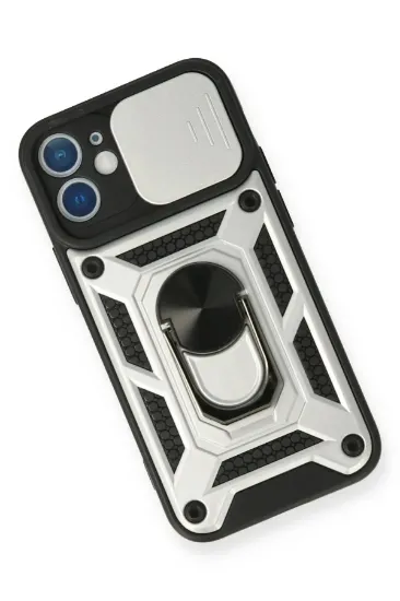 Newface iPhone 12 Mini Kılıf Pars Lens Yüzüklü Silikon - Gümüş resmi