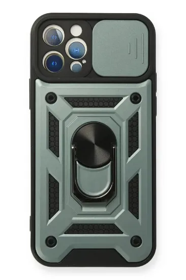 Newface iPhone 12 Pro Kılıf Pars Lens Yüzüklü Silikon - Yeşil resmi