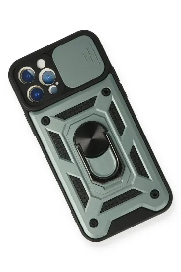 Newface iPhone 12 Pro Kılıf Pars Lens Yüzüklü Silikon - Yeşil resmi