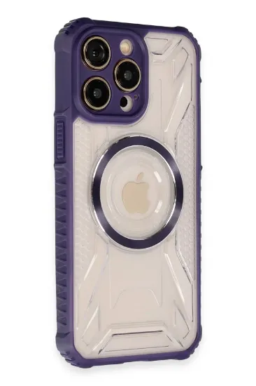 Newface iPhone 14 Pro Max Kılıf Prag Magneticsafe Kapak - Derin Mor resmi