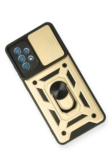 Newface Samsung Galaxy A32 Kılıf Pars Lens Yüzüklü Silikon - Gold resmi