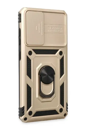 Newface Samsung Galaxy A72 Kılıf Pars Lens Yüzüklü Silikon - Gold resmi