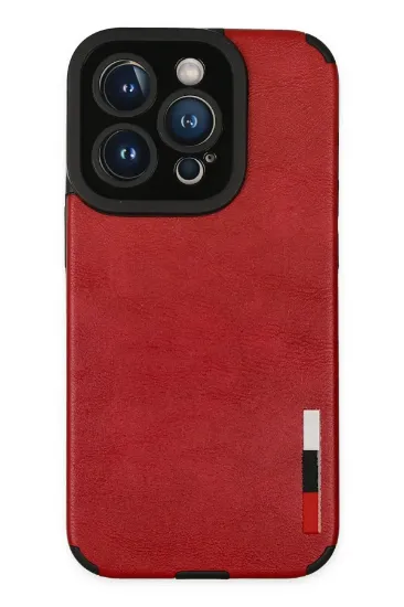 Newface iPhone 14 Pro Max Kılıf Loop Deri Silikon - Kırmızı resmi