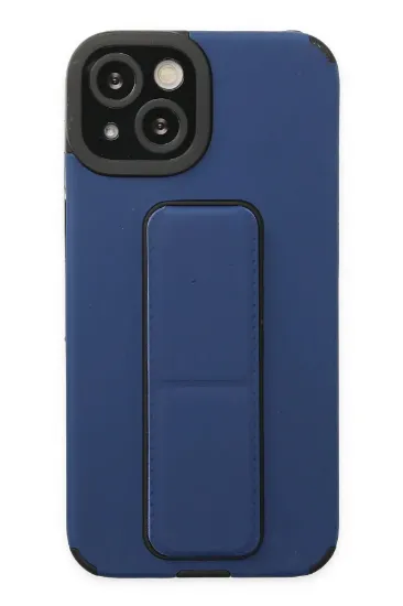 Newface iPhone 14 Plus Kılıf Mega Standlı Silikon - Mavi resmi