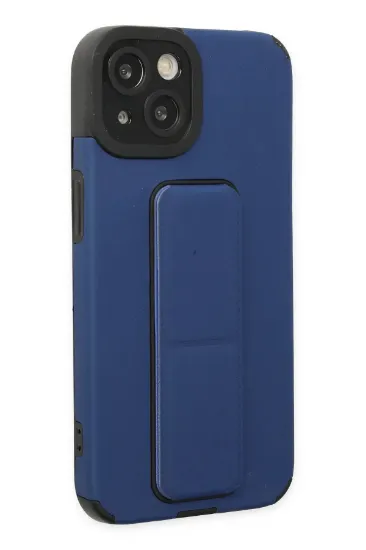 Newface iPhone 14 Plus Kılıf Mega Standlı Silikon - Mavi resmi