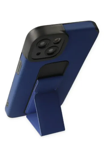Newface iPhone 14 Plus Kılıf Mega Standlı Silikon - Mavi resmi