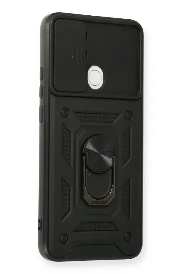 Newface Oppo A15 Kılıf Pars Lens Yüzüklü Silikon - Siyah resmi