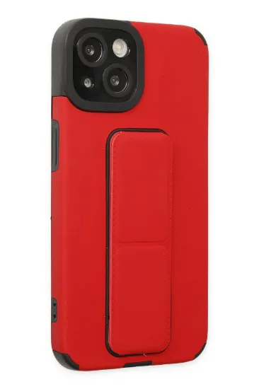 Newface iPhone 14 Plus Kılıf Mega Standlı Silikon - Kırmızı resmi