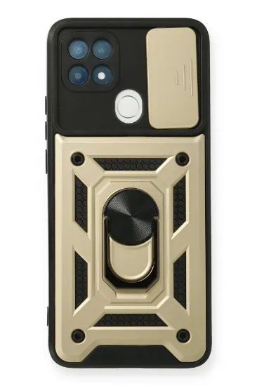 Newface Oppo A15 Kılıf Pars Lens Yüzüklü Silikon - Gold resmi