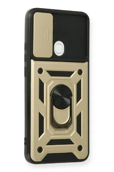 Newface Oppo A15 Kılıf Pars Lens Yüzüklü Silikon - Gold resmi