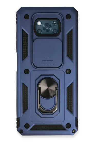 Newface Xiaomi Pocophone X3 Kılıf Pars Lens Yüzüklü Silikon - Lacivert resmi