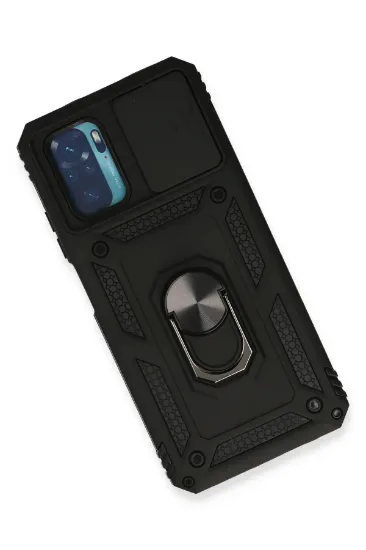 Newface Xiaomi Redmi Note 10 Kılıf Pars Lens Yüzüklü Silikon - Siyah resmi