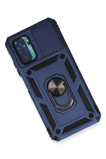 Newface Xiaomi Redmi Note 10 Kılıf Pars Lens Yüzüklü Silikon - Lacivert resmi