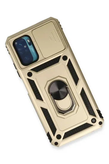 Newface Xiaomi Redmi Note 10 Kılıf Pars Lens Yüzüklü Silikon - Gold resmi