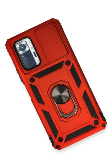 Newface Xiaomi Redmi Note 10 Pro Kılıf Pars Lens Yüzüklü Silikon - Kırmızı resmi