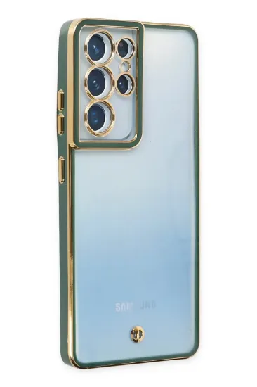 Newface Samsung Galaxy S21 Ultra Kılıf Liva Lens Silikon - Yeşil resmi